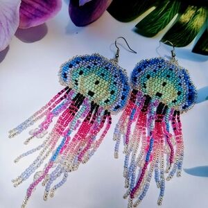 Colorful Beaded Jellyfish Earrings